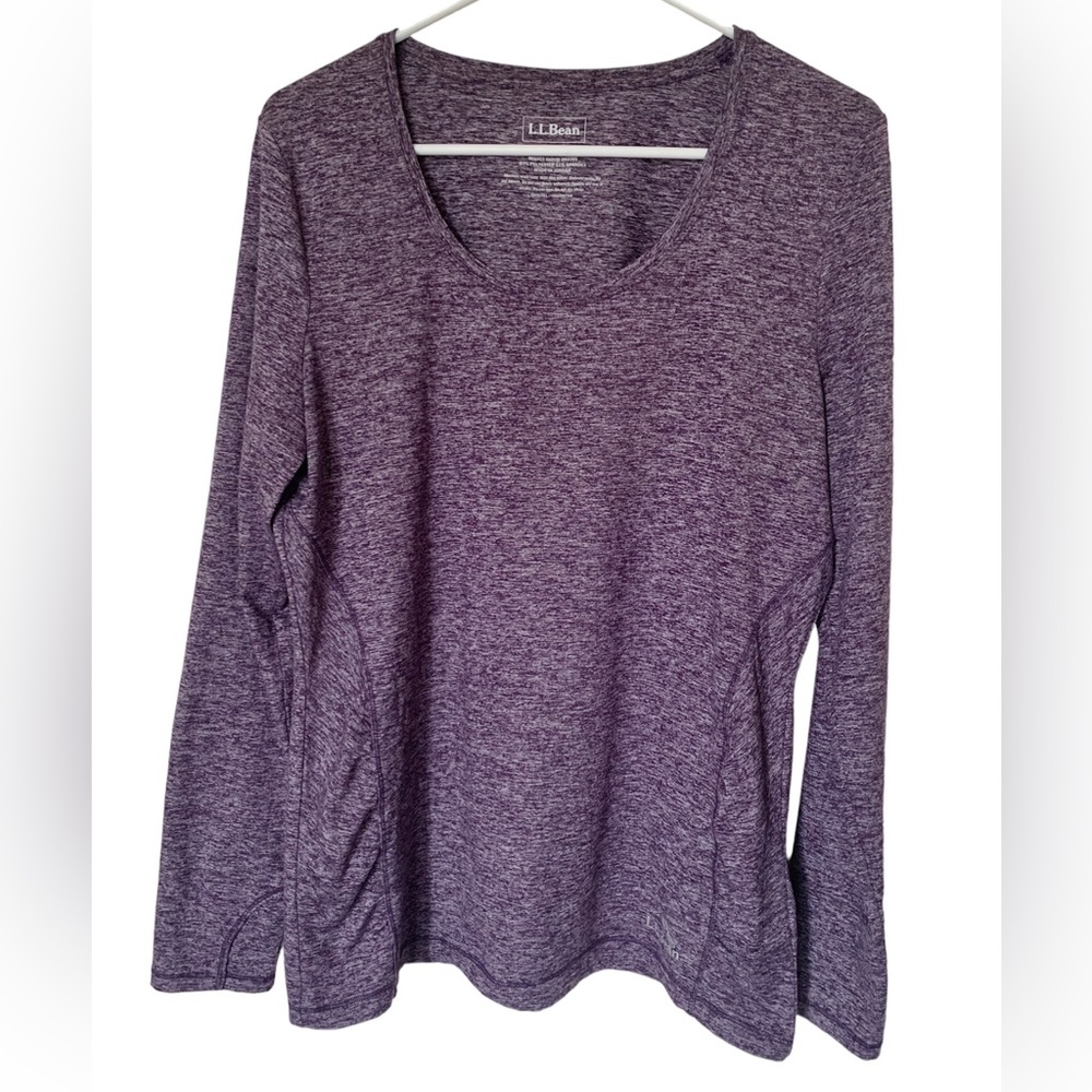 LL Bean top L essential performance base layer long sleeve ruched round neck